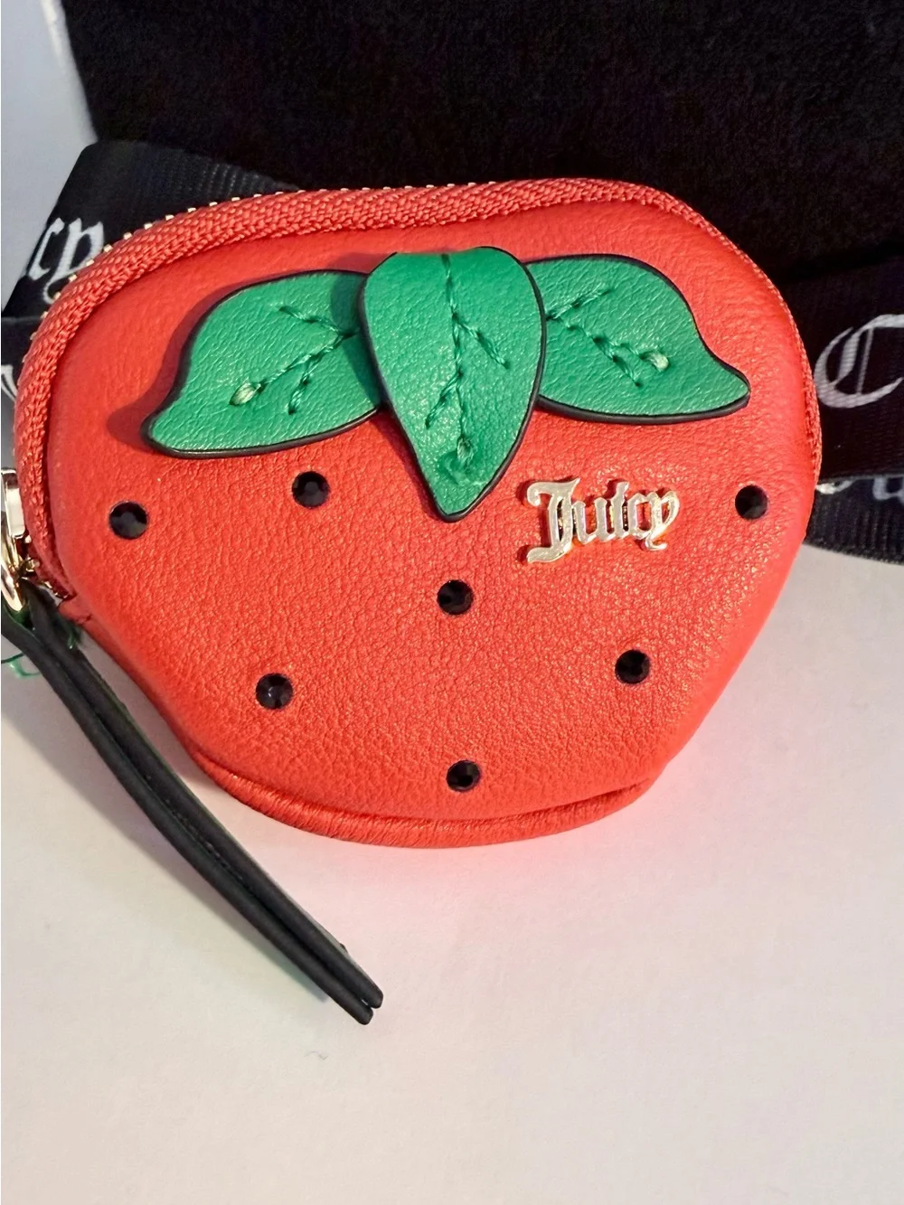 NWT Juicy Couture Sweet N Juicy Apple Tote Liquorice Velour Satchel Coin Purse